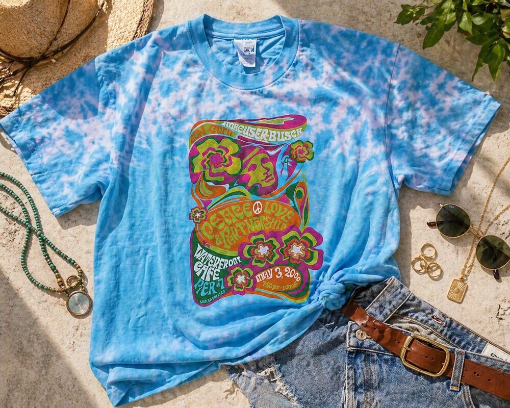 Vintage 2000 Anheuser-Busch Tie Dye T Shirt Y2K Psychedelic Graphic Tee M